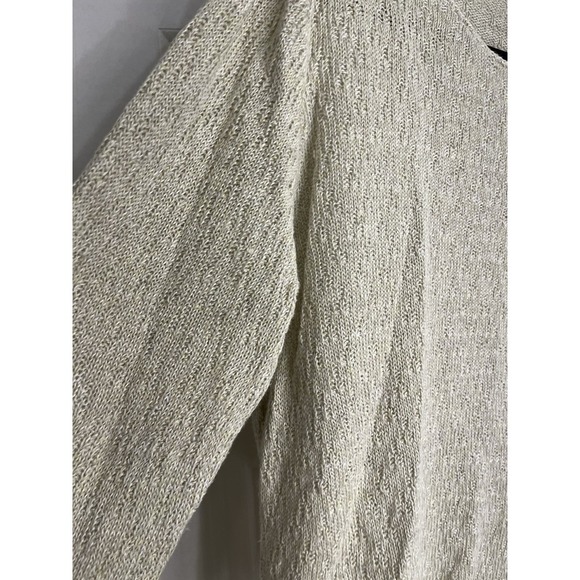 Eileen Fisher Open Knit Linen Top Size XL Boat Neck Beach Coastal Boxy - Picture 3 of 9